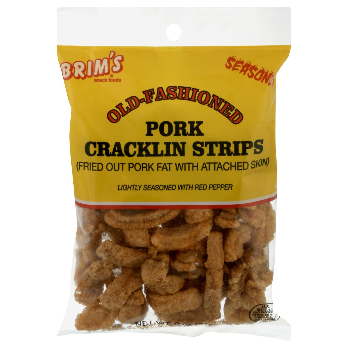 slide 7 of 13, Brim's Old-Fashioned Seasoned Pork Cracklin Strips 3 oz, 3.125 oz