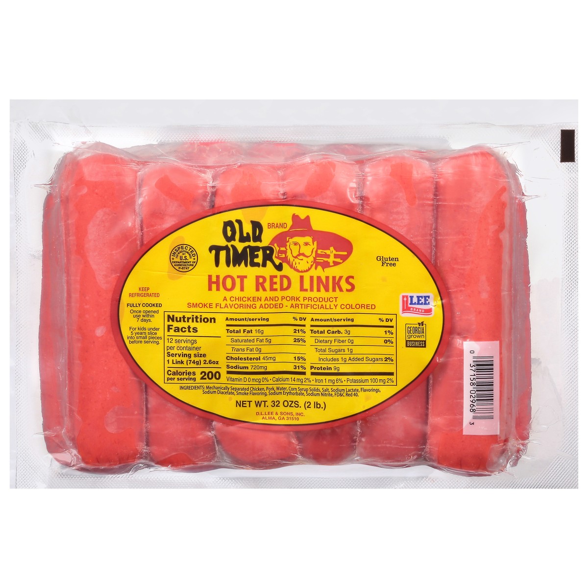 slide 4 of 4, Old Timer Hot Red Links 32 oz, 2 lb