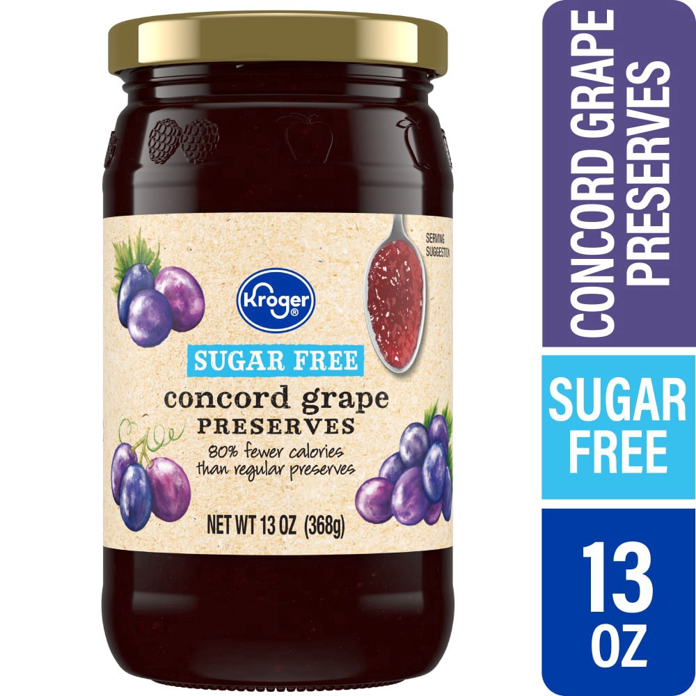 slide 1 of 5, Kroger Sugar Free Concord Grape Preserves, 13 oz