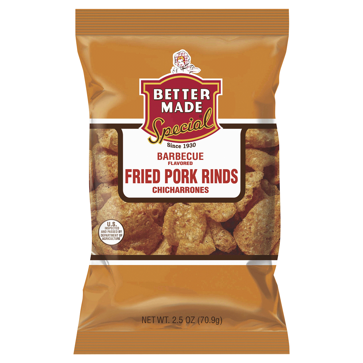 slide 1 of 5, Better Made Bettermade Pork Rinds BBQ, 2.5 oz