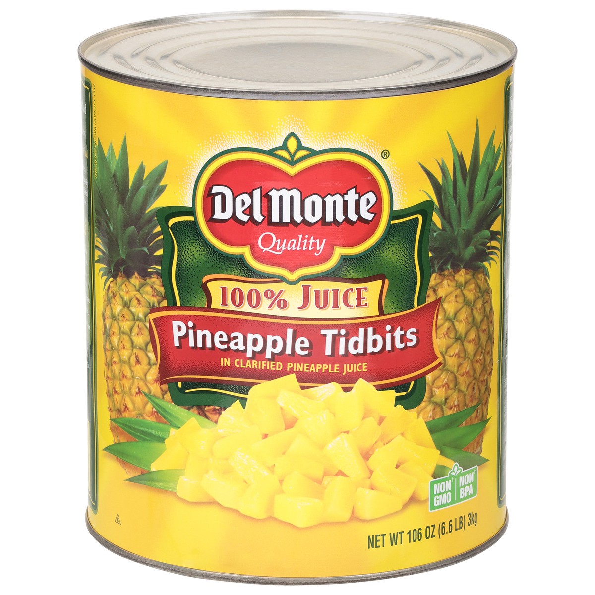 slide 1 of 14, Del Monte 100% Juice Pineapple Tidbits 106 oz, 106 oz