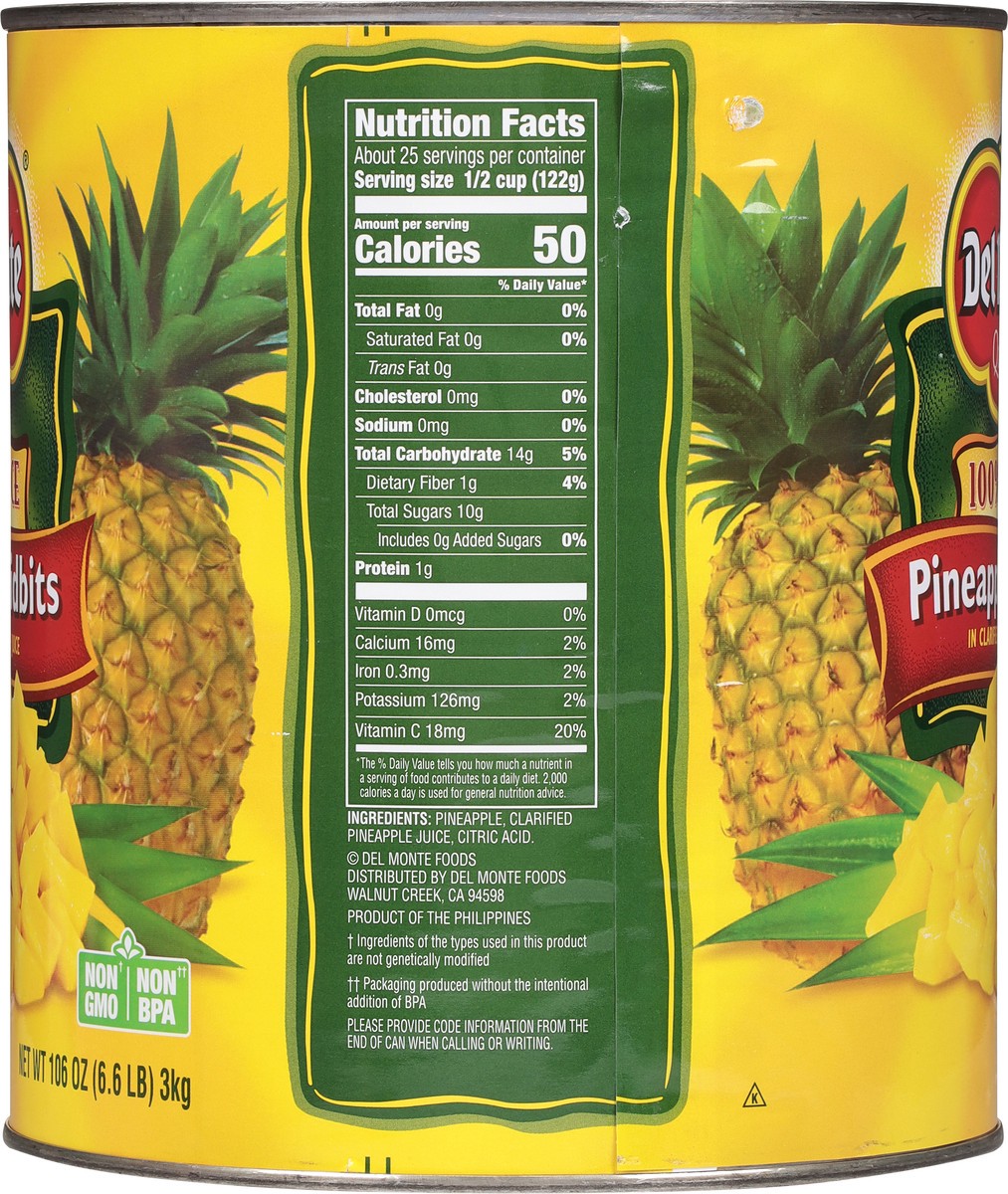 slide 14 of 14, Del Monte 100% Juice Pineapple Tidbits 106 oz, 106 oz