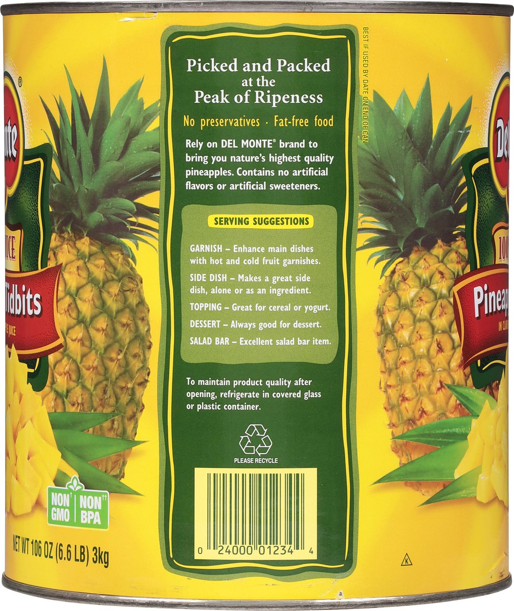 slide 4 of 14, Del Monte 100% Juice Pineapple Tidbits 106 oz, 106 oz