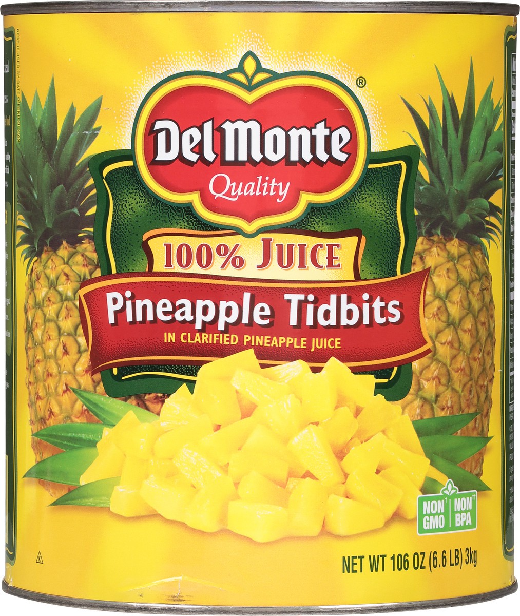 slide 10 of 14, Del Monte 100% Juice Pineapple Tidbits 106 oz, 106 oz