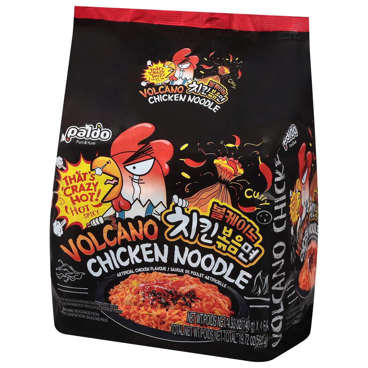 slide 8 of 9, Paldo Volcano Chicken Noodles Bag 4 - 4.93 oz (140 g) Bags, 4 ct