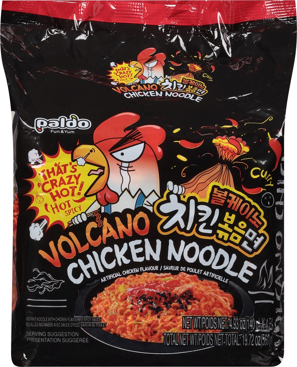 slide 3 of 9, Paldo Volcano Chicken Noodles Bag 4 - 4.93 oz (140 g) Bags, 4 ct