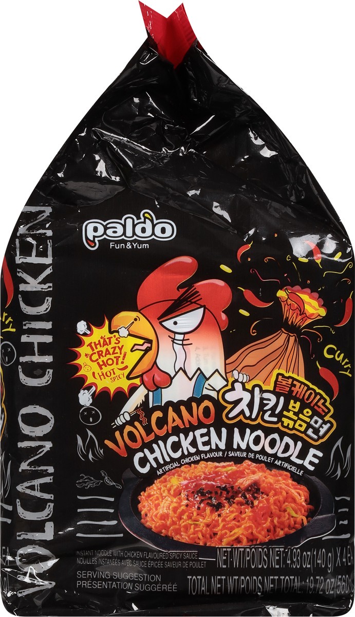 slide 7 of 9, Paldo Volcano Chicken Noodles Bag 4 - 4.93 oz (140 g) Bags, 4 ct