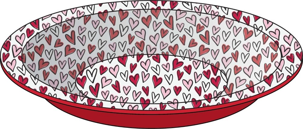 slide 1 of 1, Holiday Home Little Hearts Shallow Tin Bowl - White/Red, 1 ct