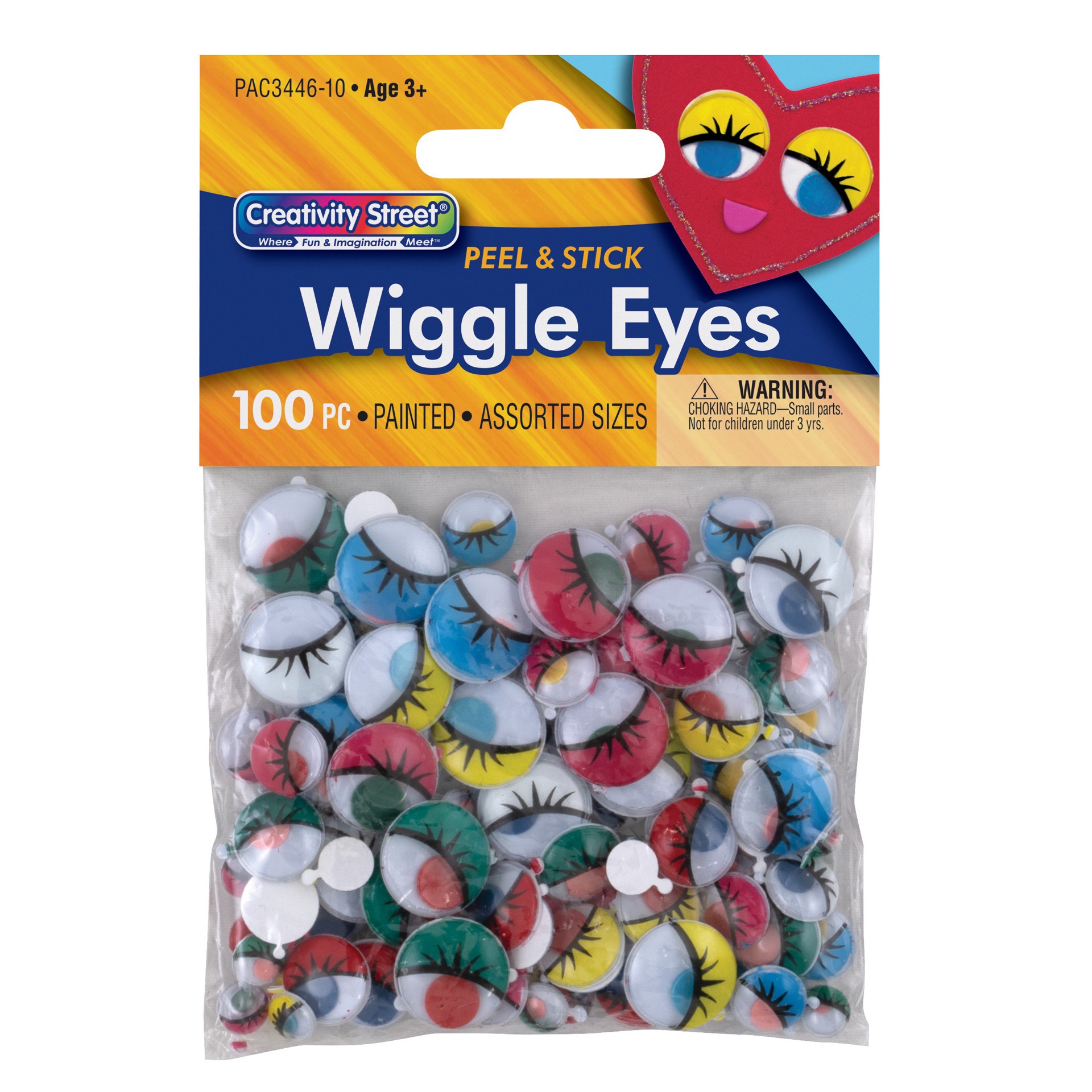 slide 1 of 1, Creativity Street Peel & Stick Wiggle Eyes, Painted, Assorted Sizes, 100 Pieces, 100 ct