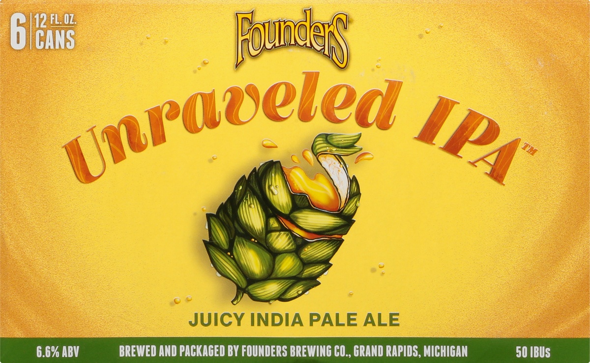 slide 7 of 8, Founders Brewing Co. Founders Brewing Company Unraveled IPA, 6 ct; 12 oz