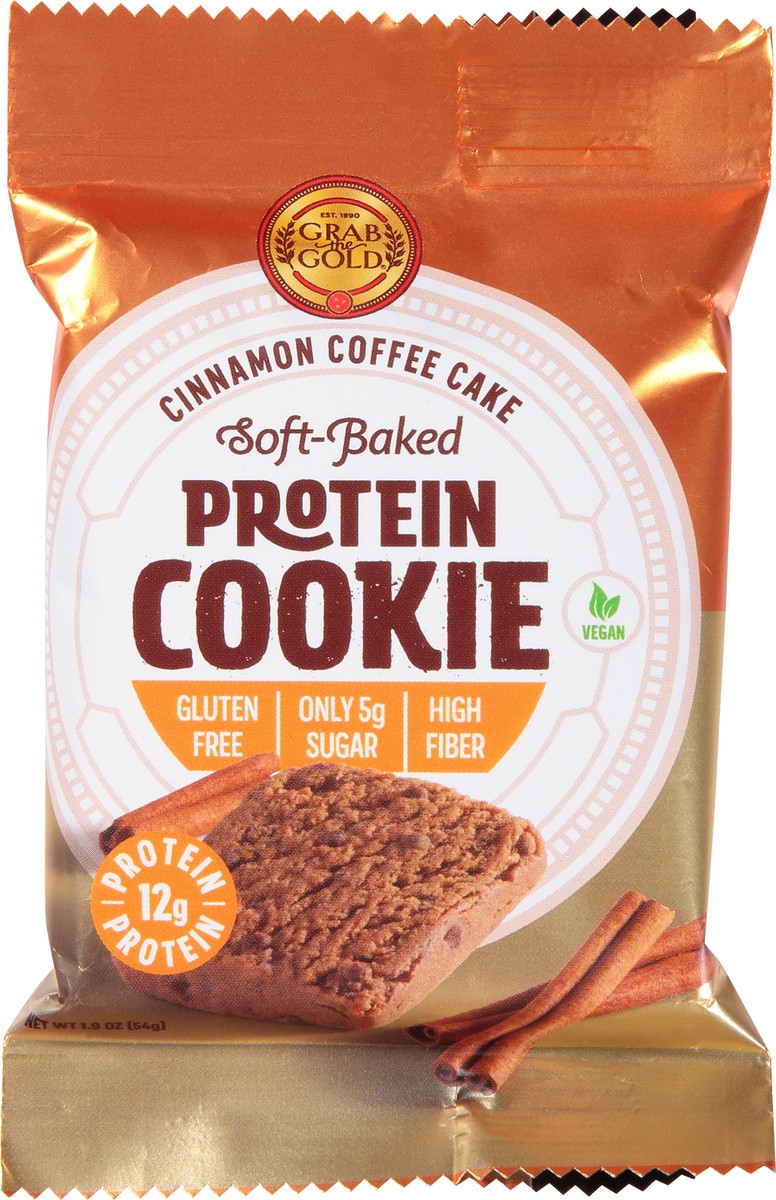 slide 6 of 11, Grab the Gold Cinnamon Coffee Cake Protein Cookie 1.9 oz Wrapper, 1.9 oz