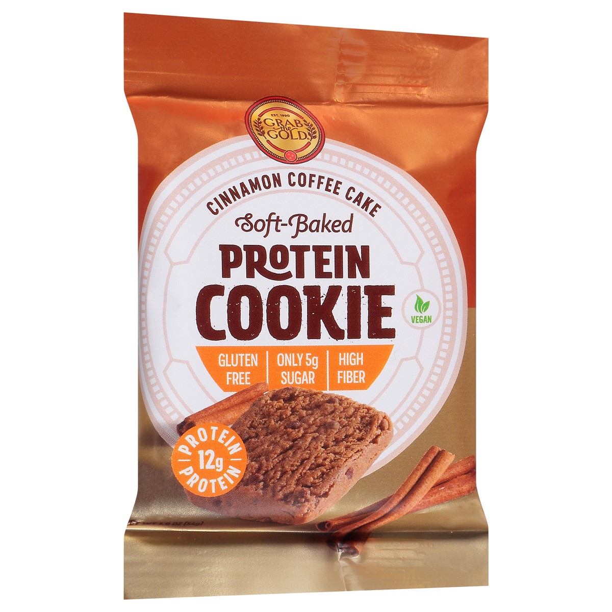 slide 8 of 11, Grab the Gold Cinnamon Coffee Cake Protein Cookie 1.9 oz Wrapper, 1.9 oz