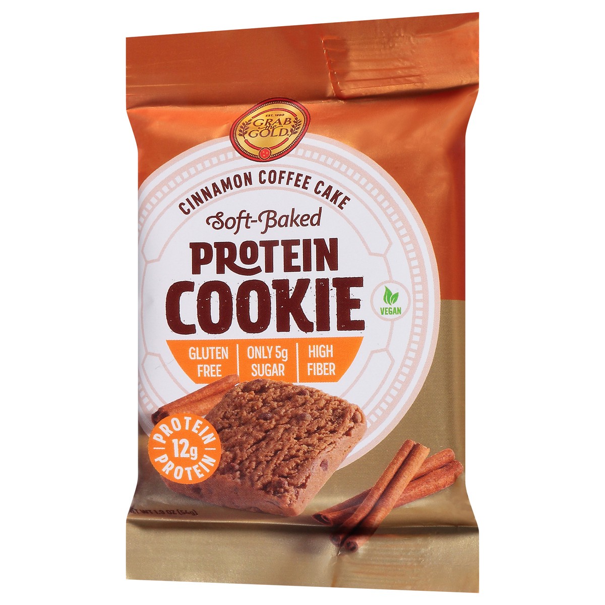 slide 5 of 11, Grab the Gold Cinnamon Coffee Cake Protein Cookie 1.9 oz Wrapper, 1.9 oz