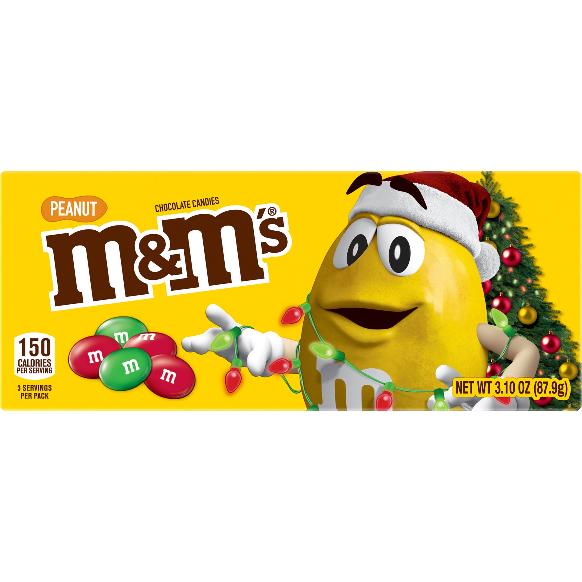 slide 1 of 8, M&M's Holiday Peanut Milk Chocolate Christmas Candy Gift Box, 3.1oz, 3.1 oz