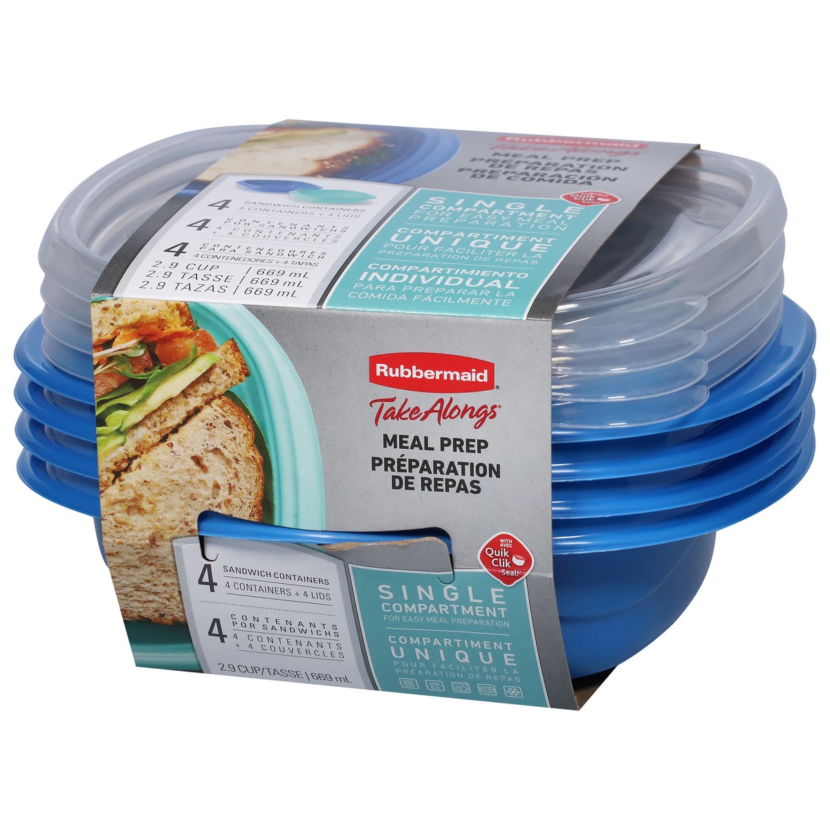 slide 8 of 9, Rubbermaid TakeAlongs On The Go Food Storage Containers, 4 ct