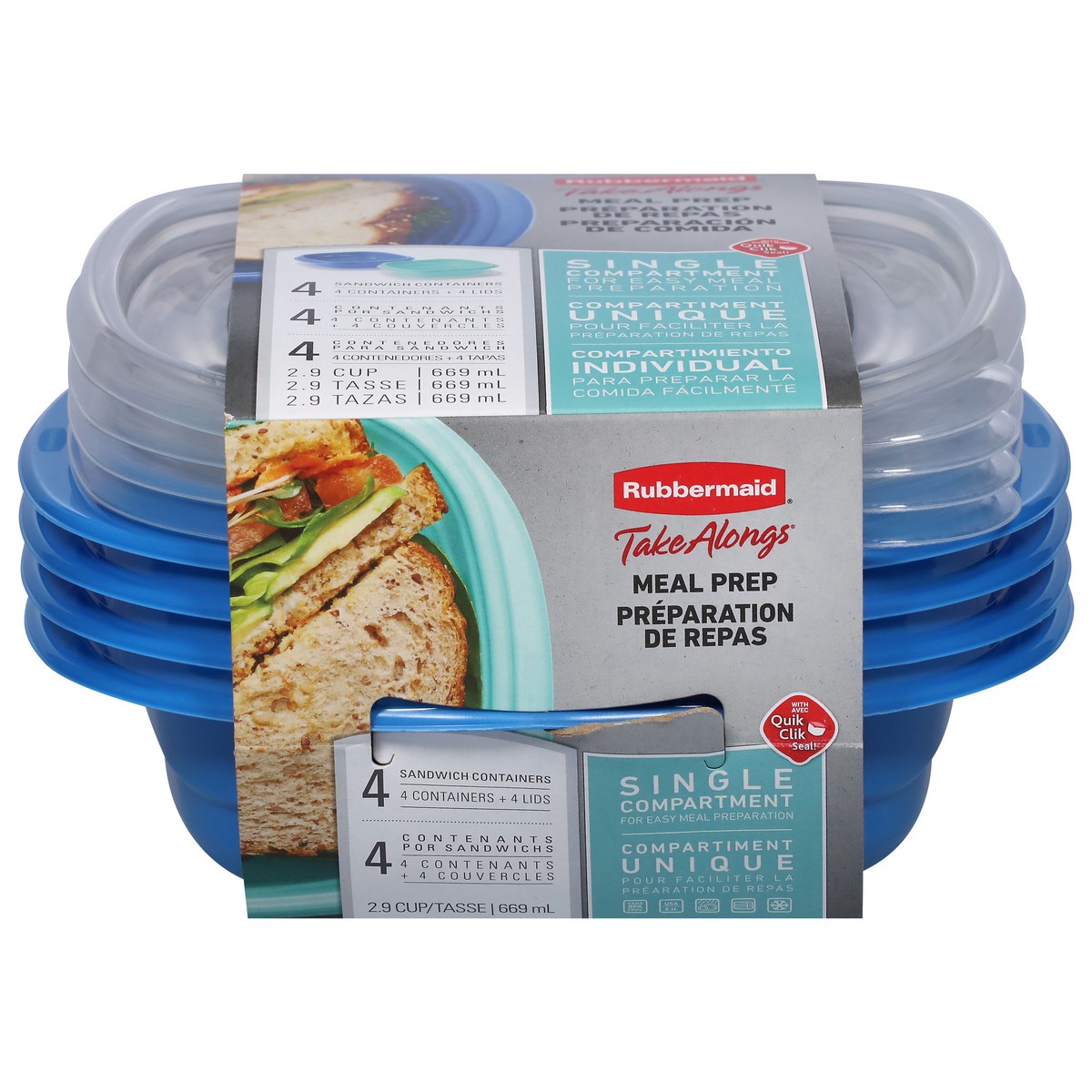 slide 1 of 9, Rubbermaid TakeAlongs On The Go Food Storage Containers, 4 ct