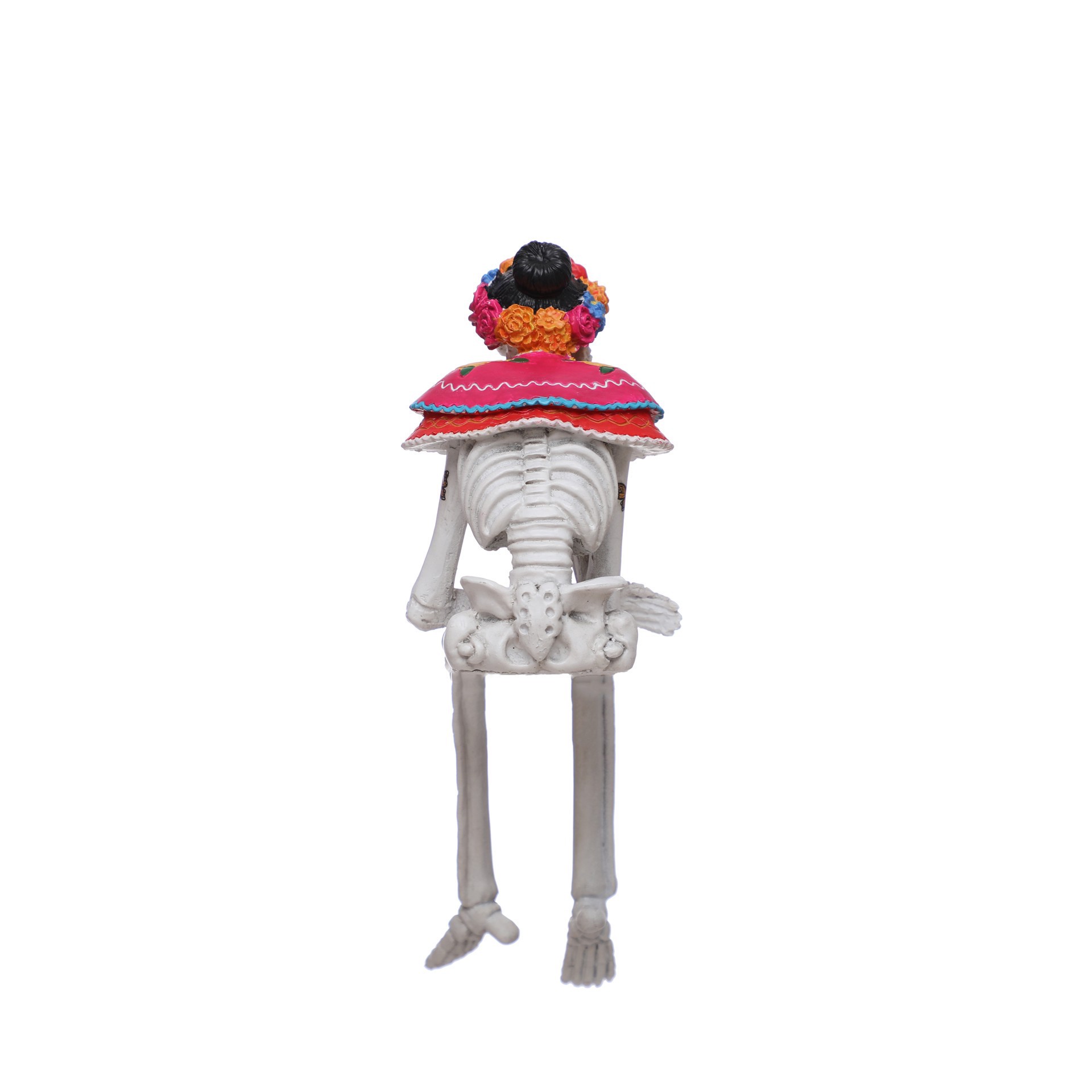 slide 3 of 3, 9" Sitting Skeleton With Flower Crown By Ashland, 4.38 in x 3.5 in x 9 in