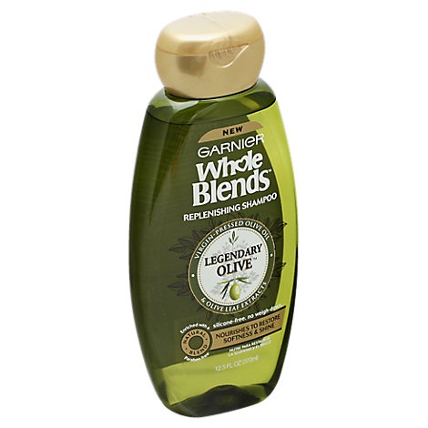 slide 1 of 1, Garnier Whole Blends Shampoo Replenishing Legendary Olive, 12.5 fl oz