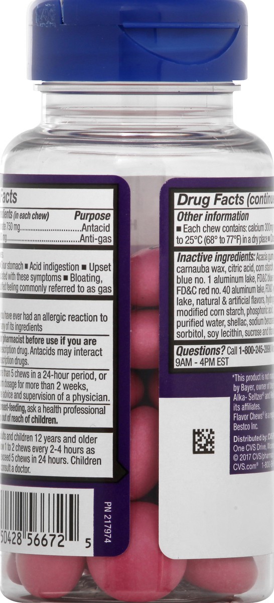 slide 3 of 8, CVS Health Heartburn & Anti-Gas Flavor Chews, Mixed Berry, 36 Ct, 36 ct
