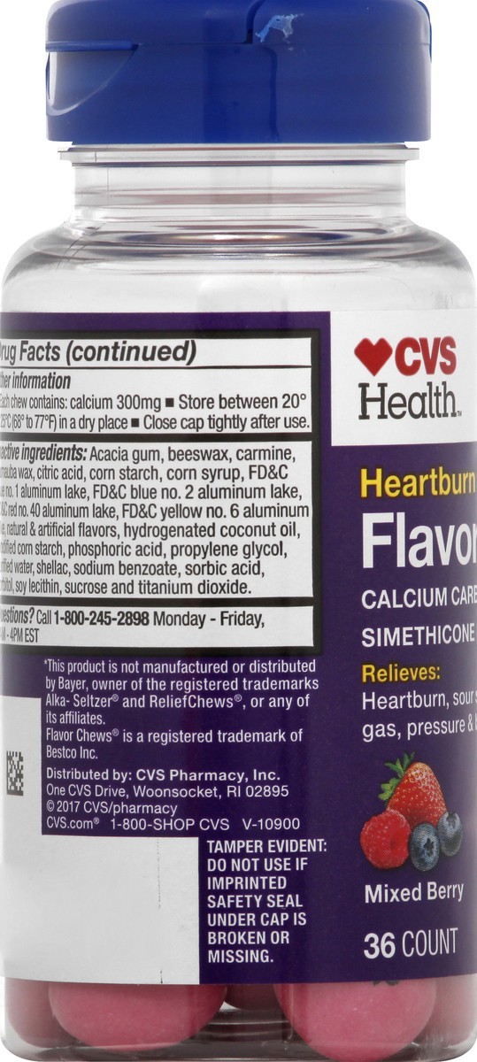 slide 8 of 8, CVS Health Heartburn & Anti-Gas Flavor Chews, Mixed Berry, 36 Ct, 36 ct