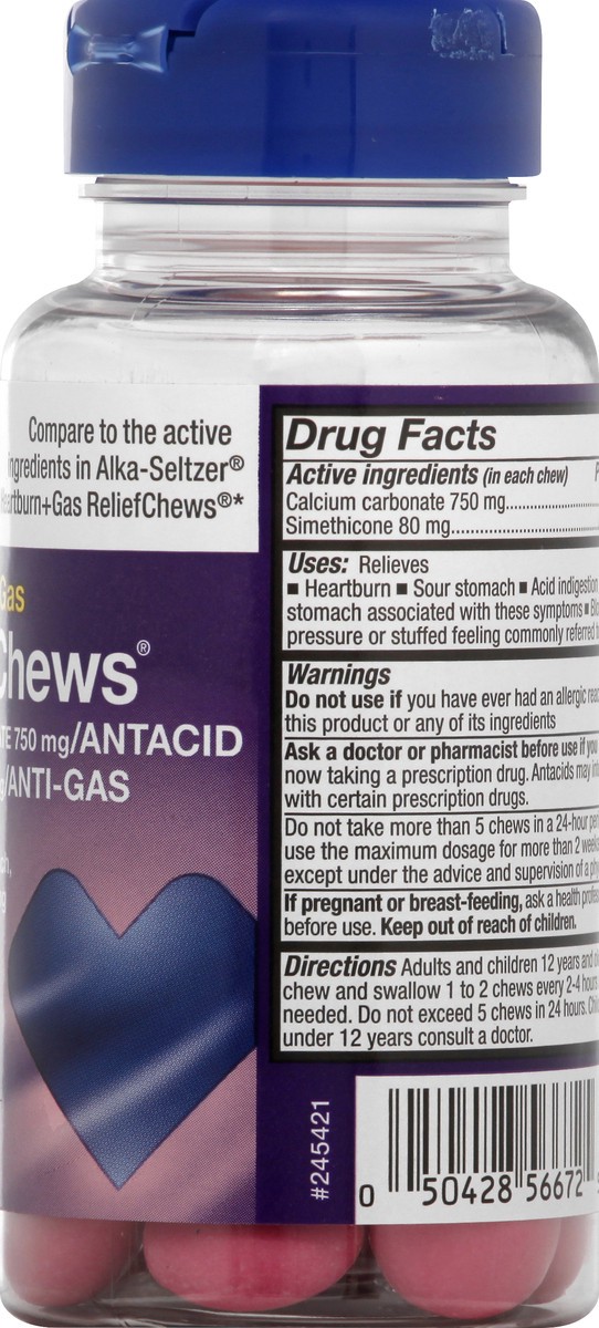 slide 4 of 8, CVS Health Heartburn & Anti-Gas Flavor Chews, Mixed Berry, 36 Ct, 36 ct