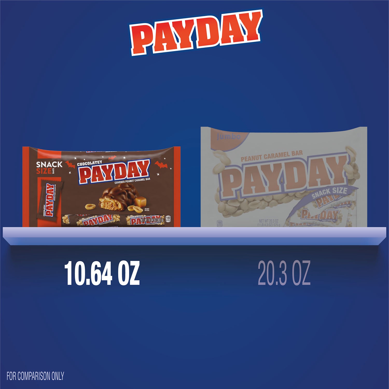 slide 5 of 8, PAYDAY Chocolatey Peanut Caramel Snack Size, Halloween Candy Bag, 10.64 oz, 10.64 oz