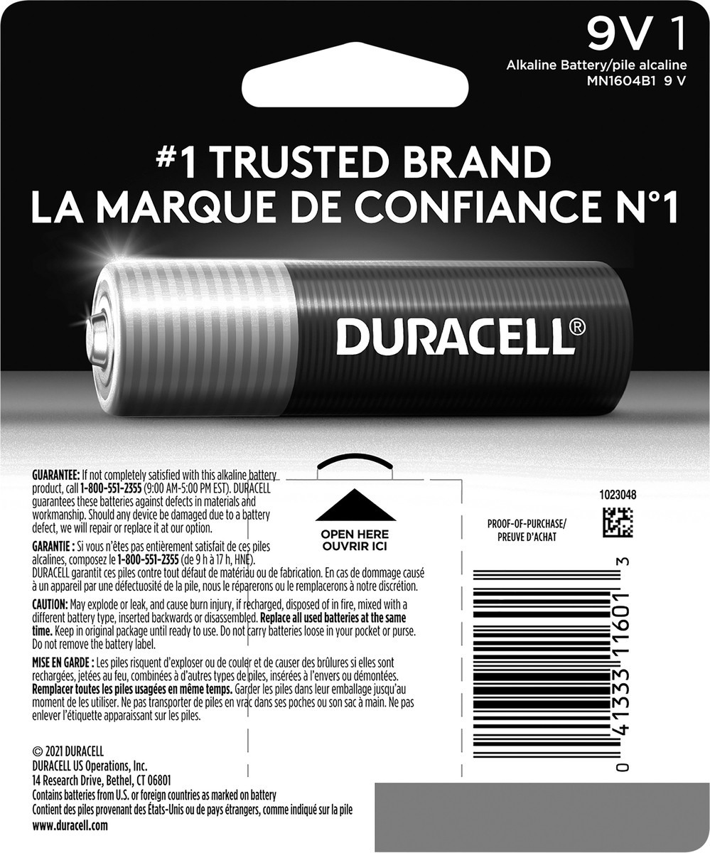 slide 2 of 3, Duracell 9Volt Battery, 1 ct