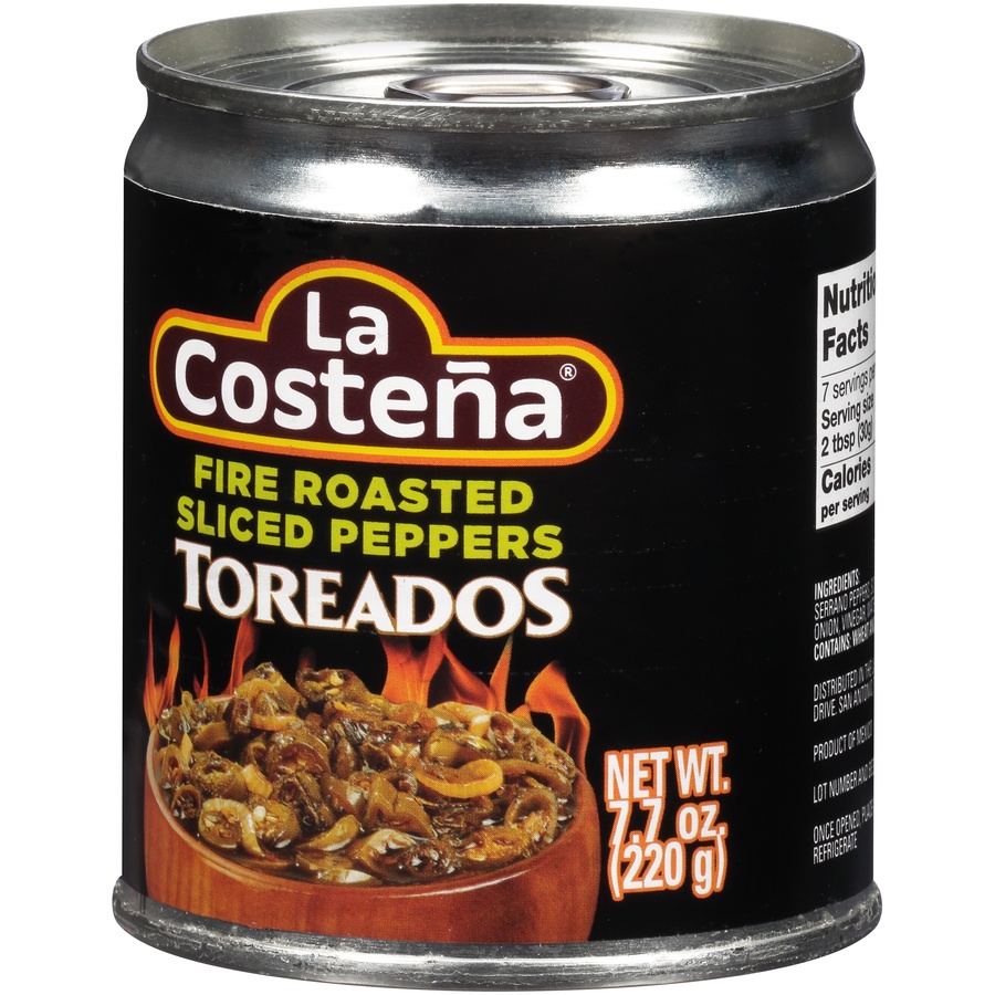 slide 3 of 8, La Costeña Fire Roasted Sliced Peppers Toreados, 7.7 oz