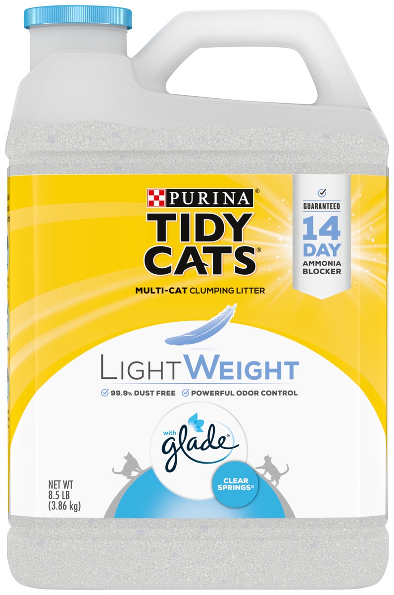 slide 7 of 12, Tidy Cats Purina Tidy Cats Low Dust, Multi Cat, Clumping Cat Litter Odor Control Formula, LightWeight Glade Clear Springs, 8.5 lb