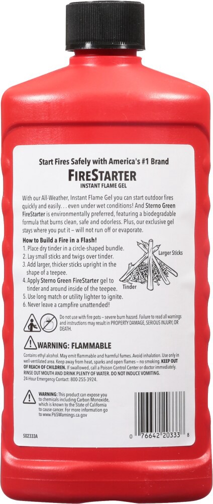 slide 3 of 6, Sterno Green Firestarter Instant Flame Gel 17.90 fl oz, 17.90 fl oz