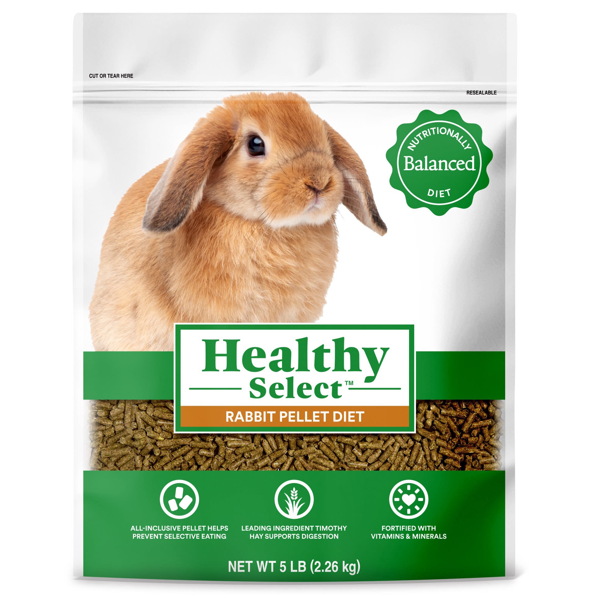 slide 1 of 1, Healthy Select Rabbit Pellet Diet for Small Animals, 5 lbs., 1 ct