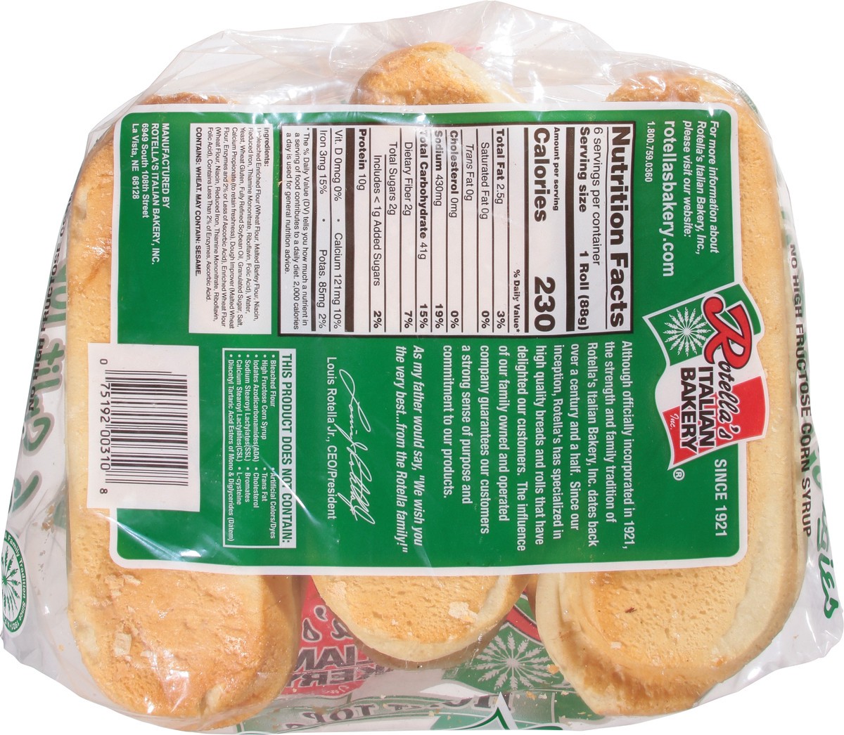 slide 9 of 14, Rotella's Italian Bakery Inc. Split Top Hoagies 6 ea, 6 ct