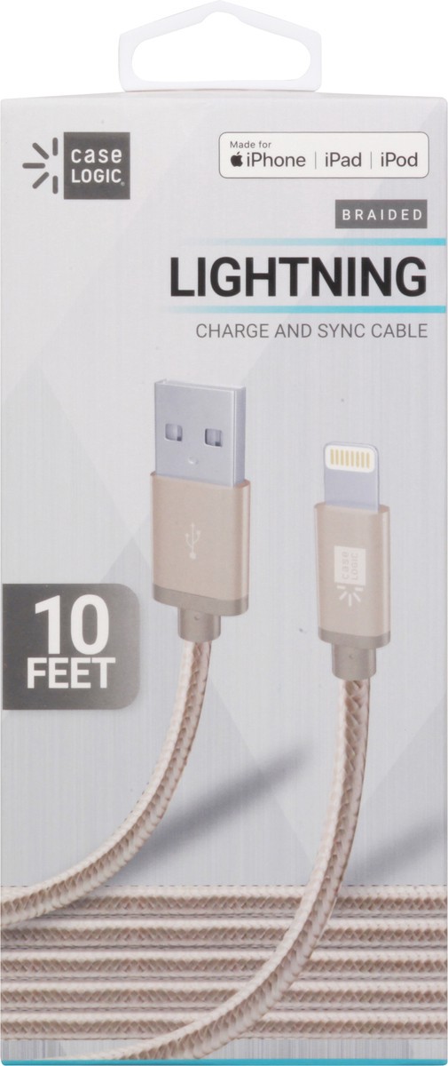 slide 1 of 10, Case Logic iPhone Lightning Cable Fabric Gold, 1 ct