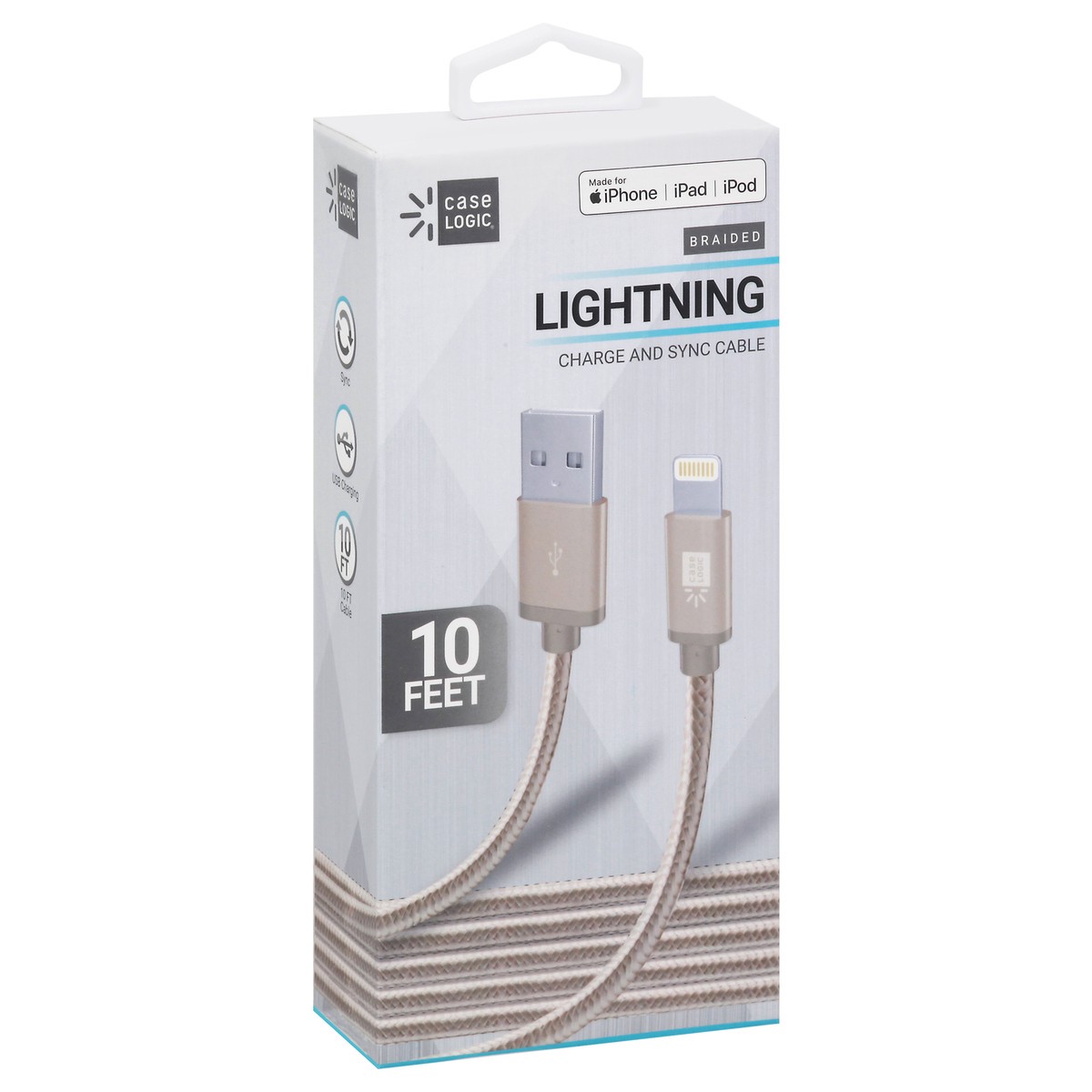 slide 6 of 10, Case Logic iPhone Lightning Cable Fabric Gold, 1 ct