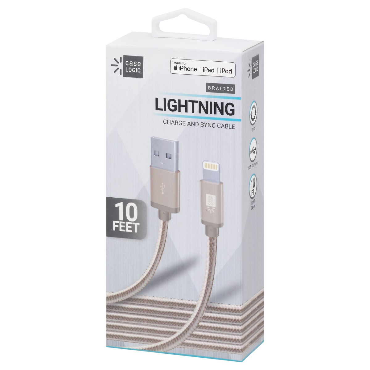 slide 9 of 10, Case Logic iPhone Lightning Cable Fabric Gold, 1 ct