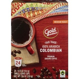 slide 1 of 1, CVS Gold Emblem Gold Emblem Fair Trade Colombian Premium Ground Coffee Single-Serve Cups, 24 Ct, 7.96 oz