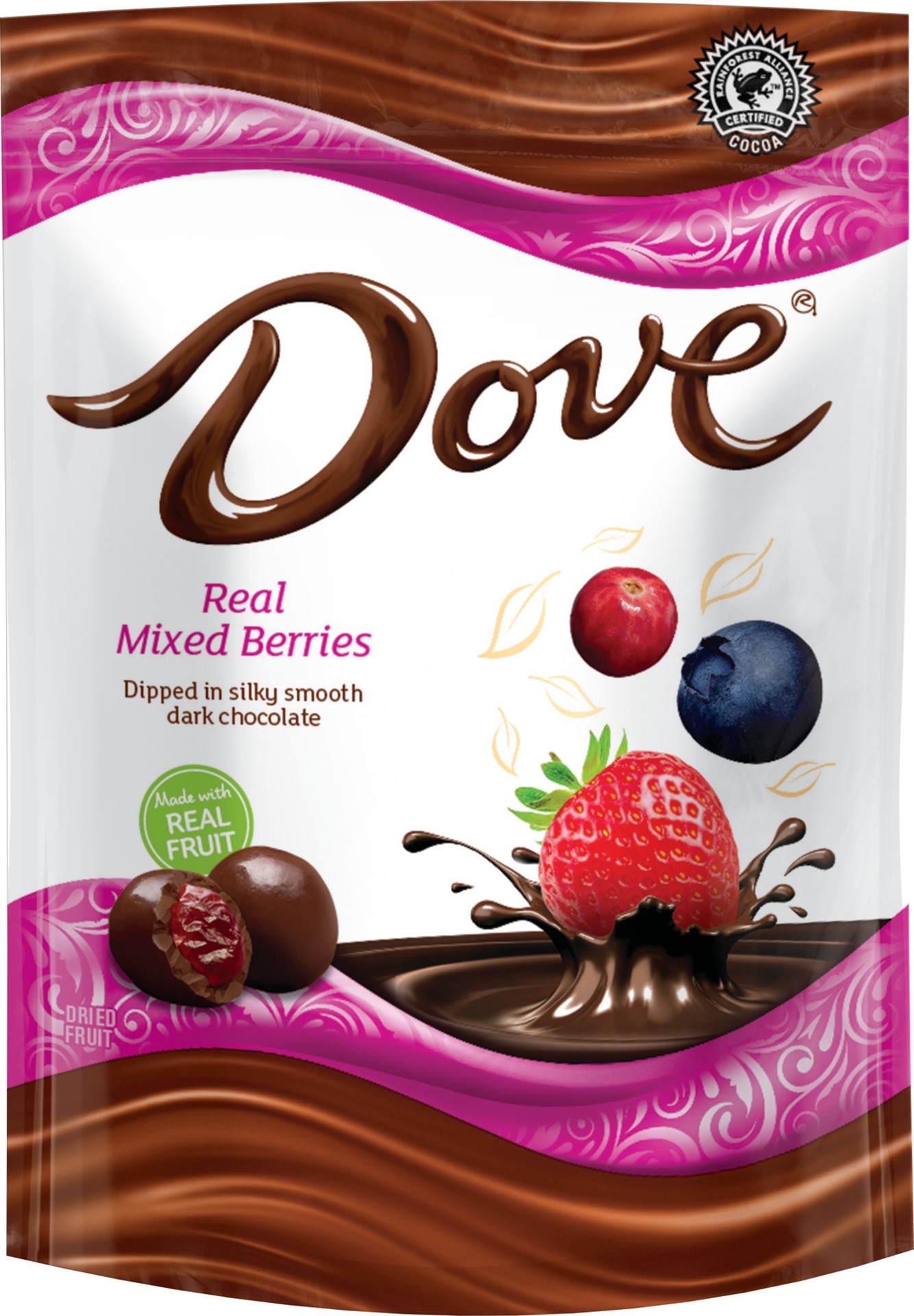 slide 1 of 2, Dove, Real Mixed Berries Dipped In Dark Chocolate, 6 Oz, 6 oz