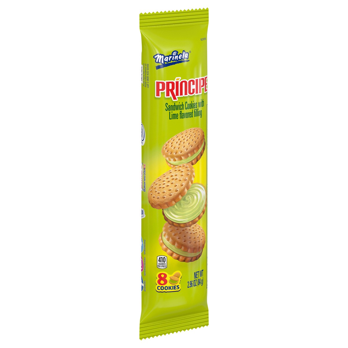 slide 7 of 9, Marinela Principe Lime Flavored Sandwich Cookies, 8 count, Cookies, 2.96 oz Bag, 8 ct