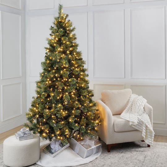 slide 1 of 5, 7ft. Pre-Lit Celebration Pine Artificial Christmas Tree, Warm White Mini Led Lights By Ashland, 7 ft