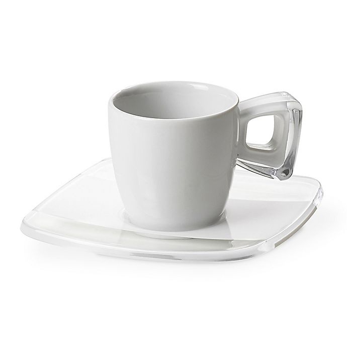 slide 1 of 2, Omada Adamo Espresso Cups and Saucers - White, 6 ct