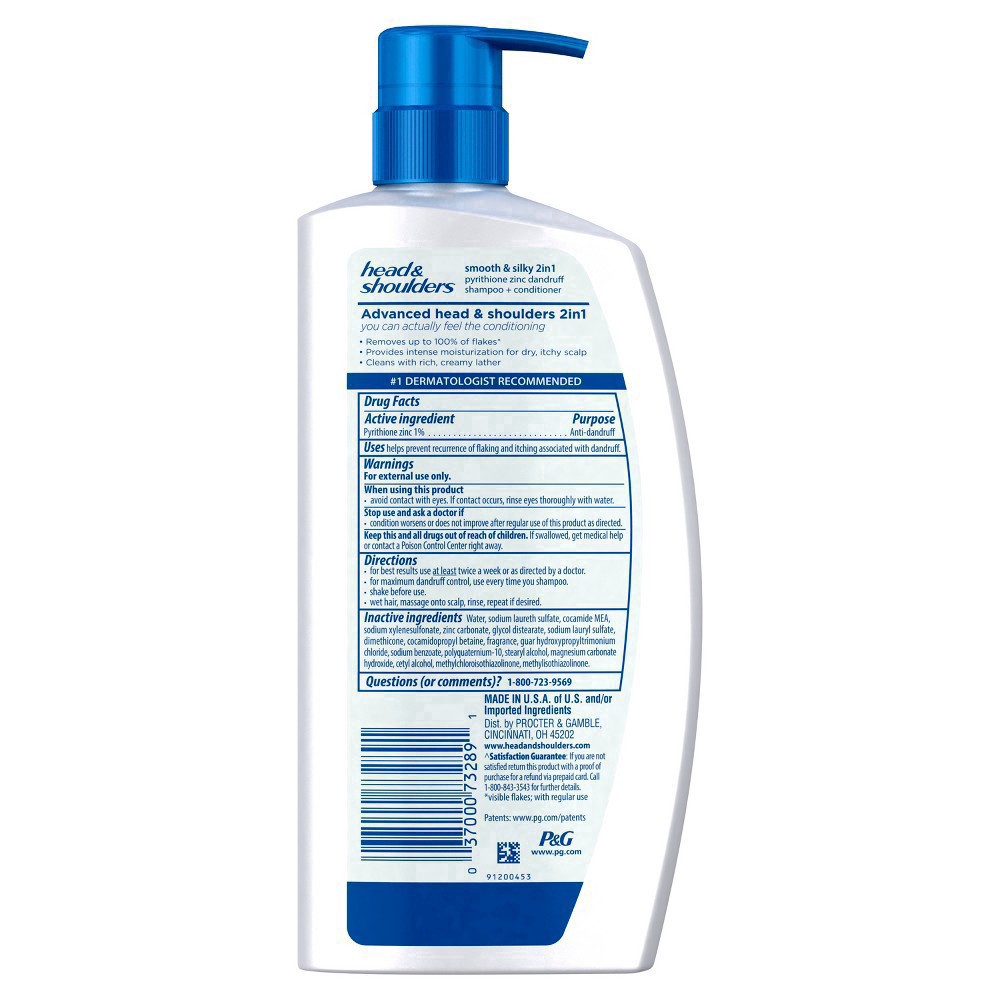 slide 23 of 33, Head & Shoulders 2-in-1 Dandruff Shampoo and Conditioner, Anti-Dandruff Treatment, Smooth and Silky for Daily Use, Paraben-Free - 28.2 fl oz, 31.4 oz