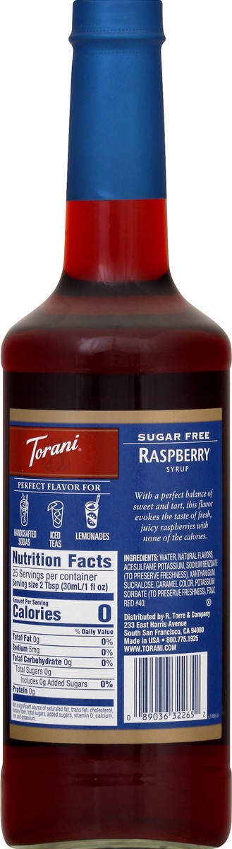 slide 6 of 13, Torani Sugar Free Raspberry Syrup 25.4 fl oz, 750 ml