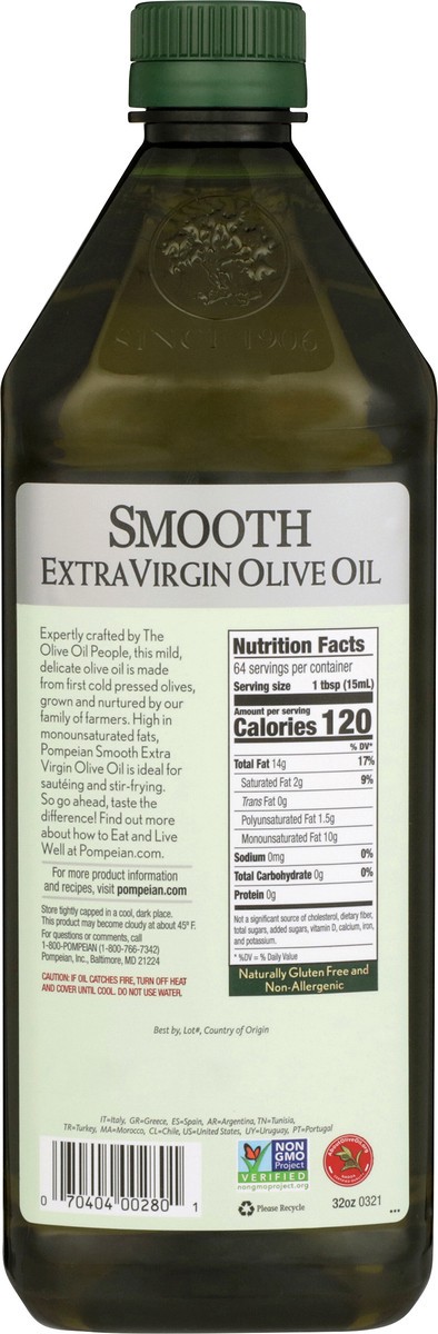 slide 9 of 9, Pompeian 32 oz Pompeian Smooth Extra Virgin Olive Oil, 32 fl oz