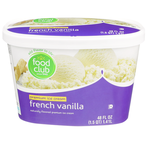 slide 1 of 1, Food Club French Vanilla Premium Ice Cream, 48 fl oz