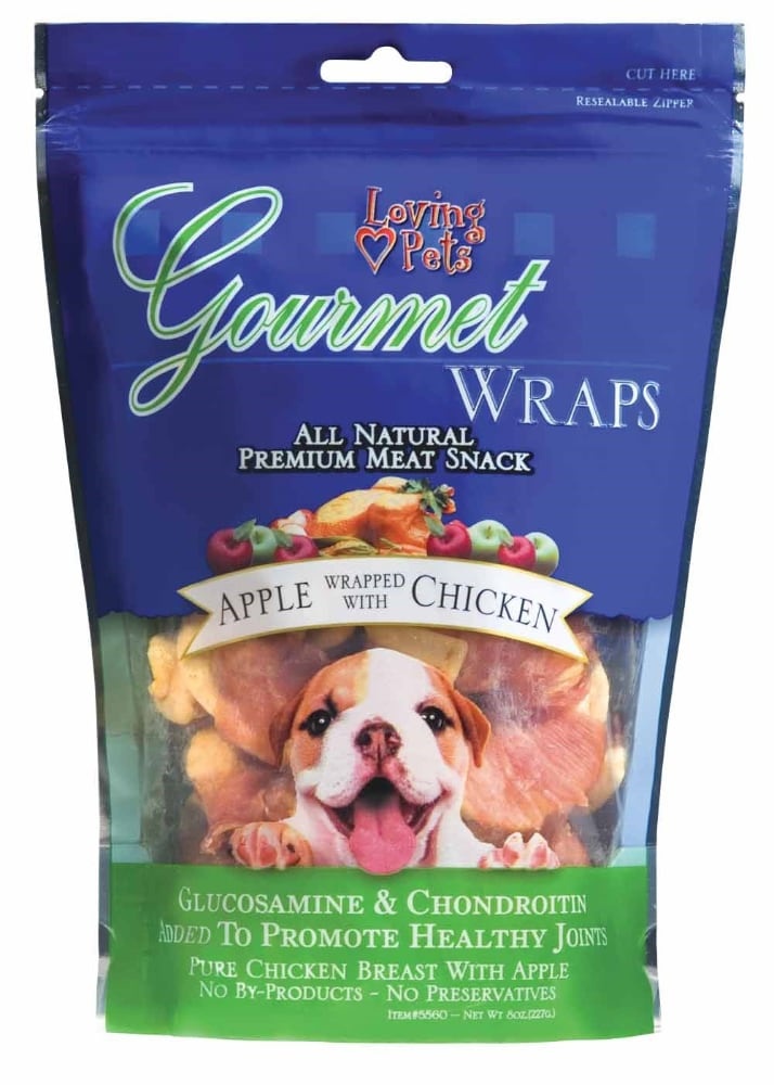 slide 1 of 1, Loving Pets Gourmet Wraps Apple Chicken Dog Treats, 6 oz