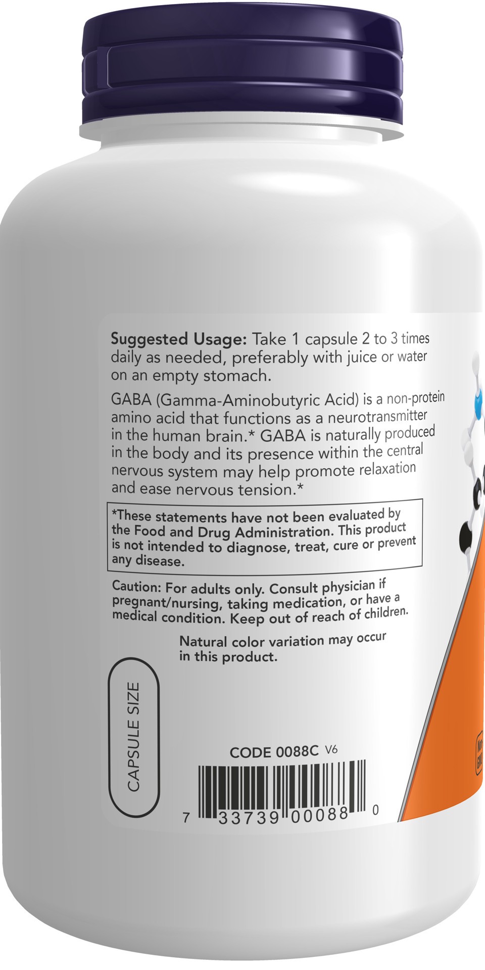 slide 2 of 4, NOW GABA 500 mg + B-6 - 200 Veg Capsules, 200 ct