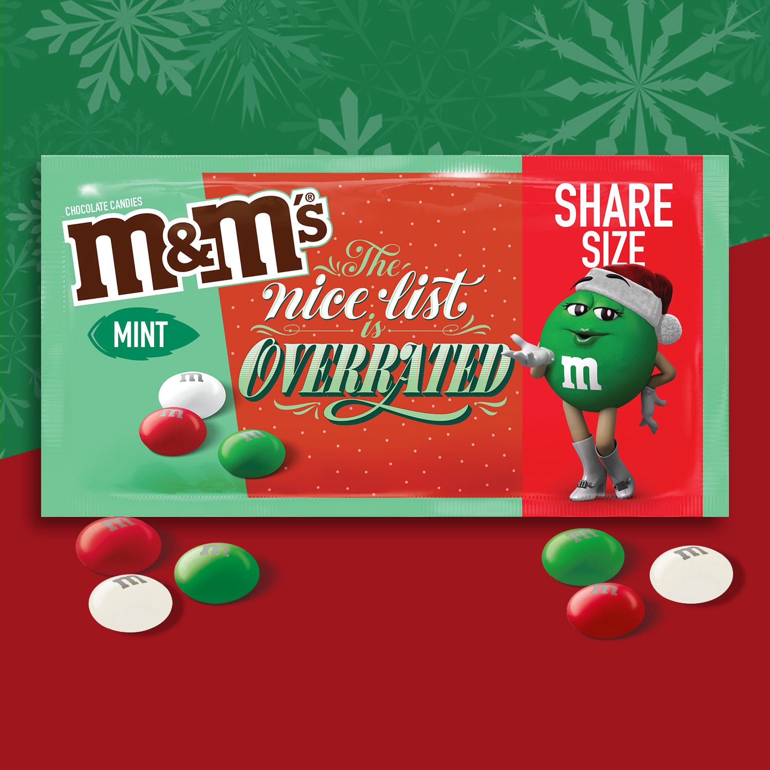 slide 2 of 5, M&M's Mint Chocolate Holiday Message Christmas Candy, Share Size, 2.83 oz Bag, 2.83 oz