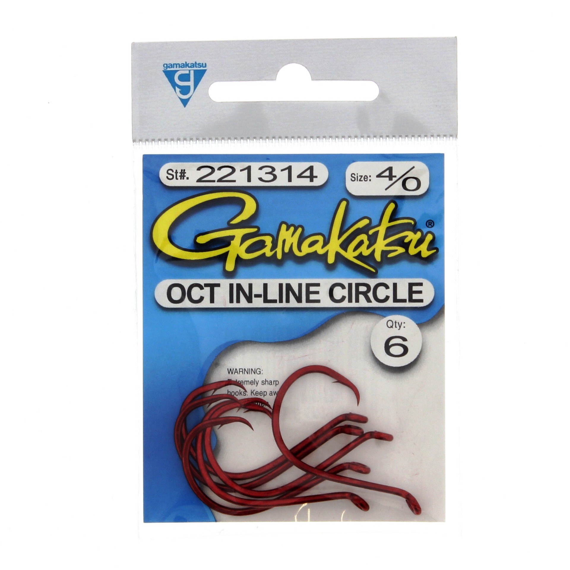 slide 1 of 1, Gamakatsu Octopus In-Line Circle Hooks Red Size 4/0, 6 ct