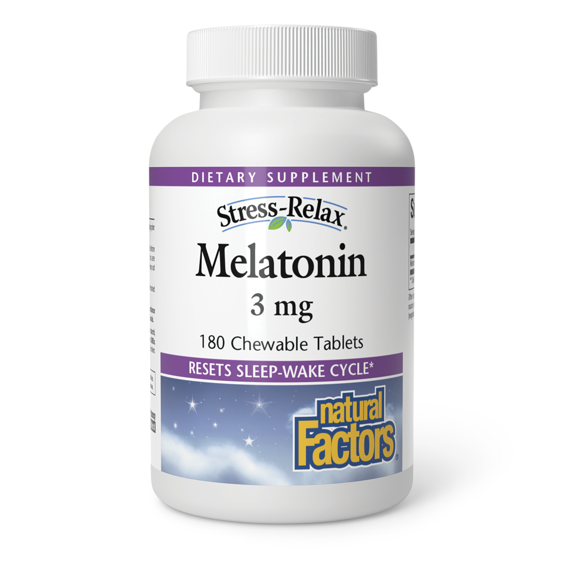 slide 1 of 2, Natural Factors Stress Relax Melatonin Dietary Supplement, 180 ct