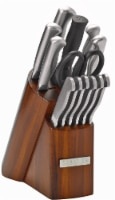 slide 1 of 1, Sabatier Stainless Steel Acacia Wood Knife Block Set With Hollow Handles, 14 ct